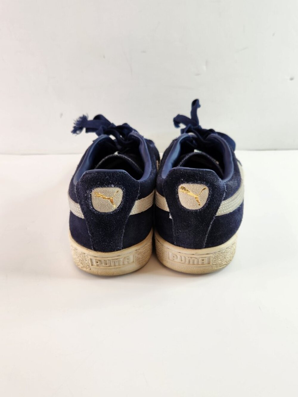 Puma Blue Suede Shoes Mens Size 10 Sneakers Gold Logo - Picture 3 of 9